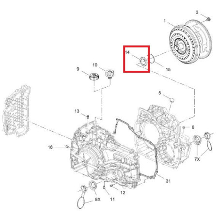 Joint d'étanchéité pompe à huile pour boite automatique 6T30 / 6T40 / 6T45 / 6T50  GENERATION 1 ET 2