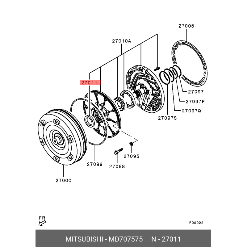 Joint d'étanchéité pompe à huile pour boite automatique MITSUBISHI V5A51