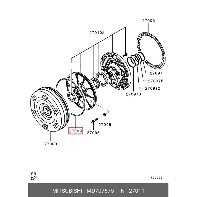 JOINT TORIQUE POMPE A HUILE BOITE AUTOMATIQUE V5A51 PAJERO