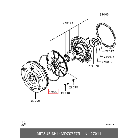 JOINT TORIQUE POMPE A HUILE BOITE AUTOMATIQUE V5A51 PAJERO