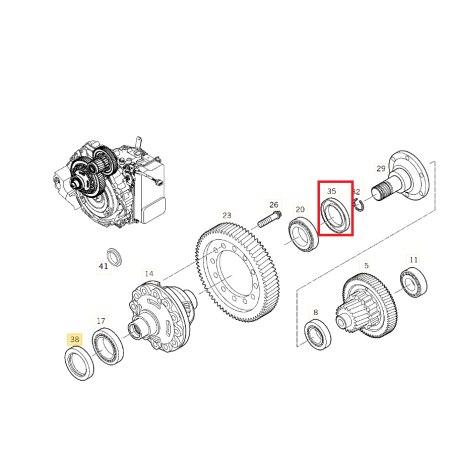 Bague d'étanchéité Coté GAUCHE, Boîte automatique 4HP20 MB VITO