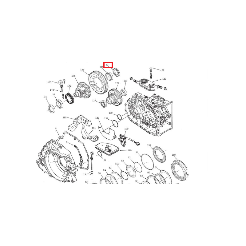 Vue bague d'étanchéité Coté GAUCHE, Boîte automatique 4HP20
