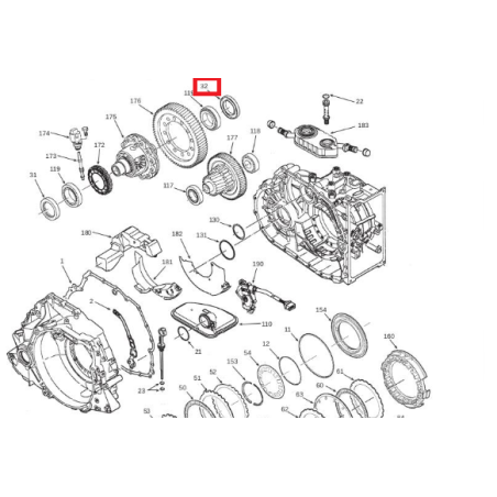 Vue bague d'étanchéité Coté GAUCHE, Boîte automatique 4HP20